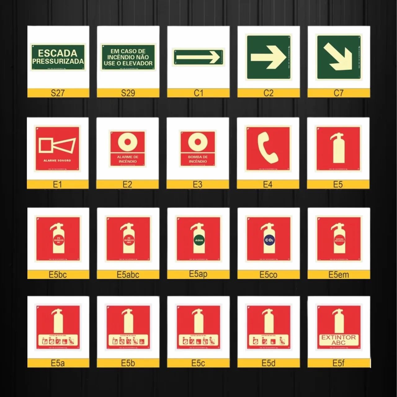 Kit 5 Placas de Sinalização de Emergência Fotoluminescentes Rota de fuga promoção - Foto 6