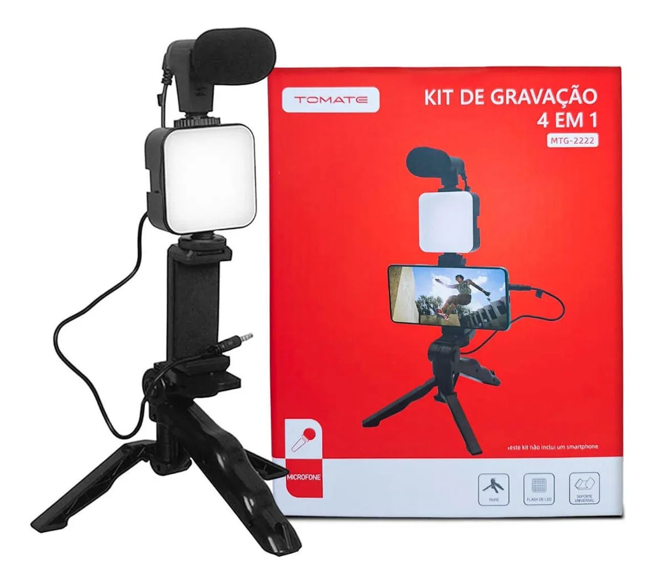 Kit De Gravação 4 Em 1Tomate Mtg 2222 Com Microfone E Led