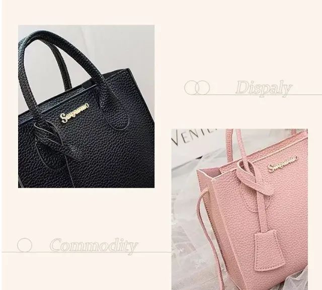 bolsa feminina de ombro portátil ideal para documentos e objetos pessoais cor rosa - Foto 2