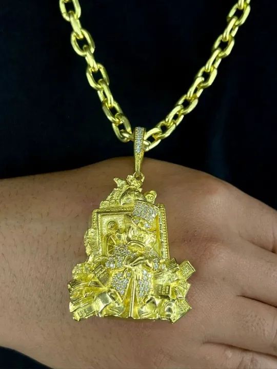 Corrente cadeado quina Pingente tio patinhas moeda antiga 