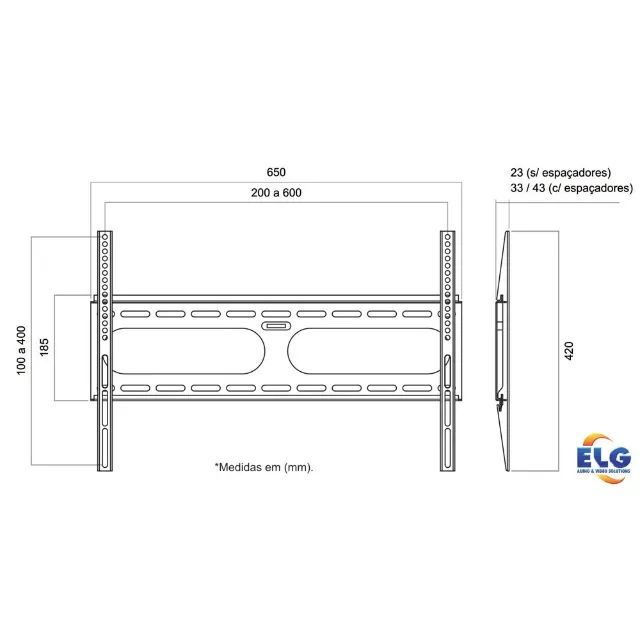 Suporte Fixo De Parede Para Tv De 32 a 60 Polegadas Até 50 Kg - Cor Preta N01V6 ELG - Foto 2