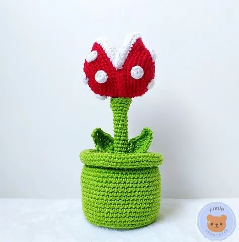 Planta Piranha Super Mário em amigurumi - Foto 2
