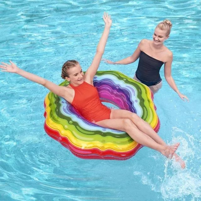 Boia Circular Rainbow Arco Iris 1,15m - para Praia Piscina Marca Bestway alta qualiadade