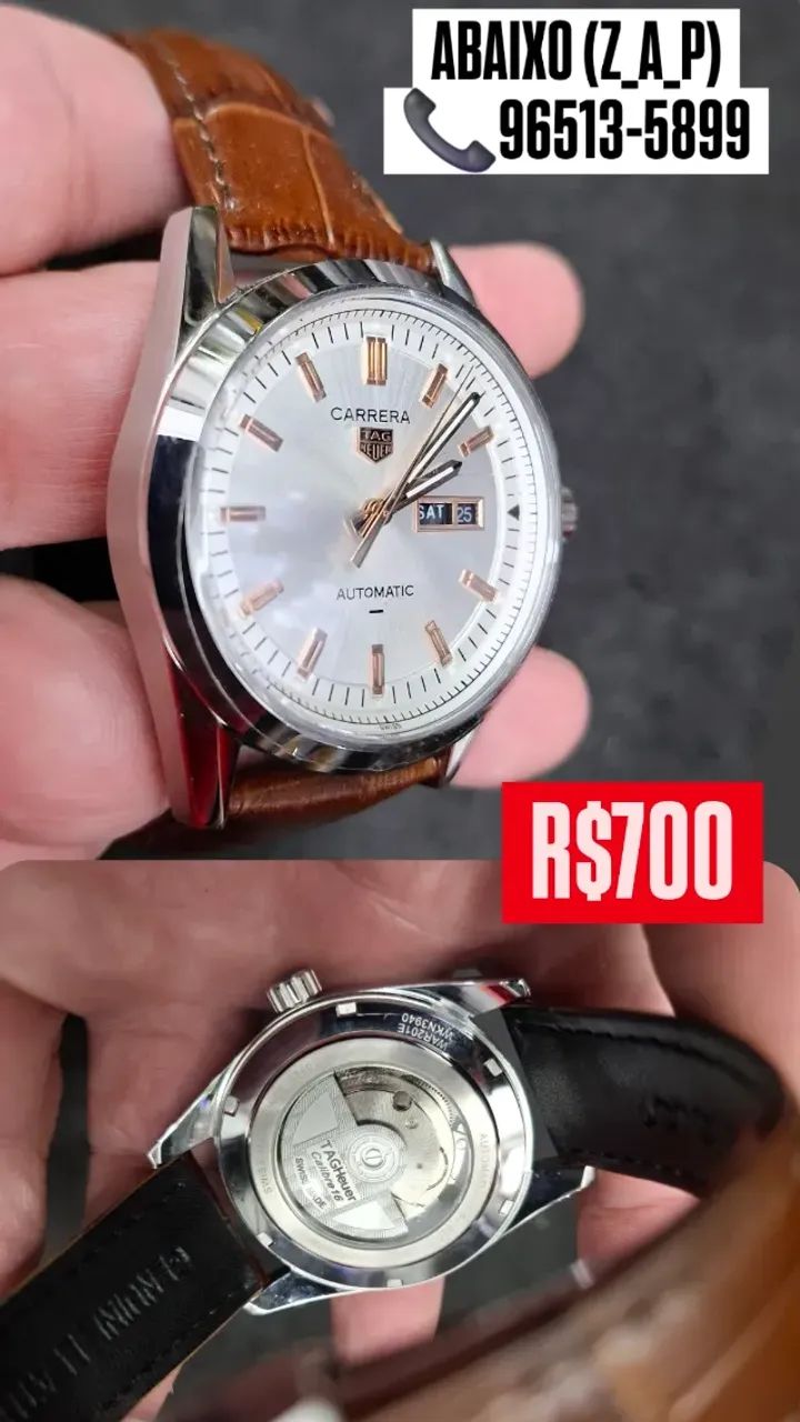 Relógio TAG HEUER CARRERA AUTOMÁTICO PULSEIRA DE COURO 