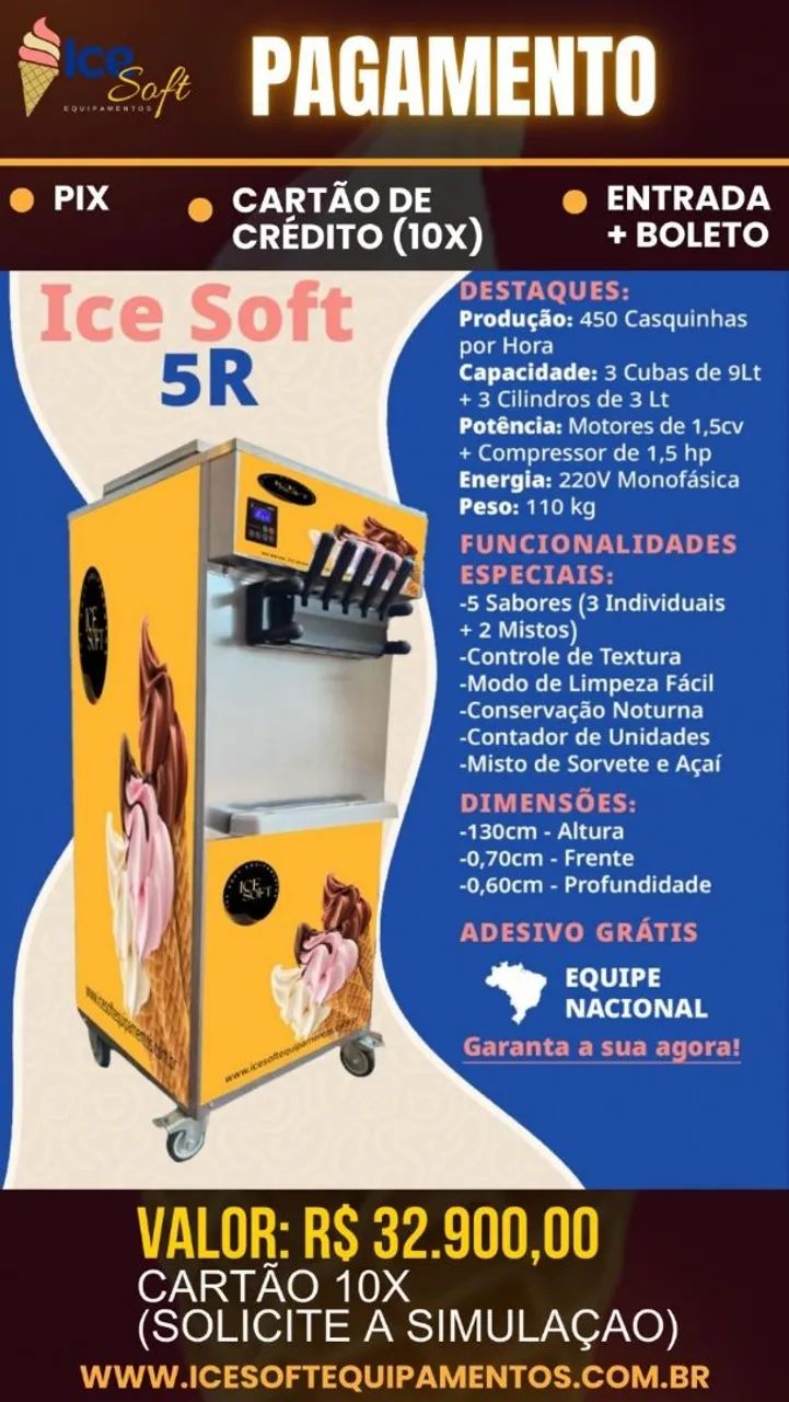 Máquina de Sorvete Milksaque e de Açaí Expresso 