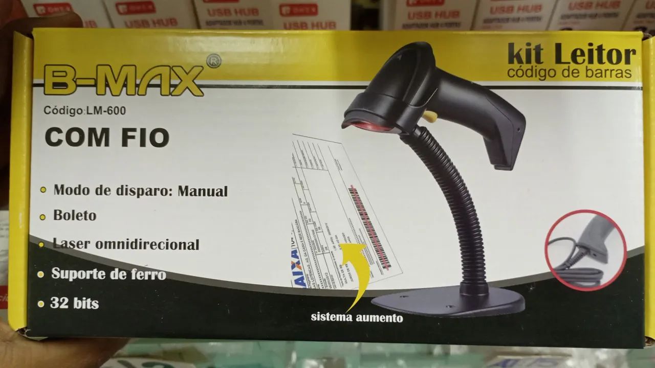 Leitor de código de Barras com fio USB Suporte 64313449851907120