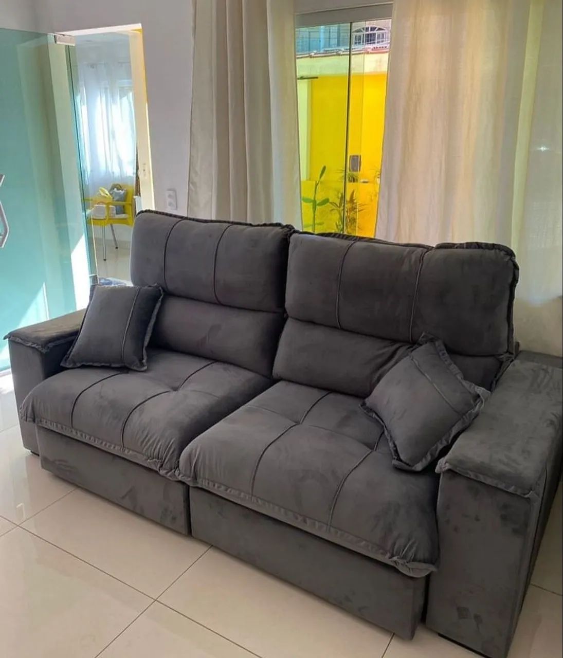 Sofá Retrátil e Reclinável Zeus/Afrodite 2,50 m Cinza tt4432 - Foto 2