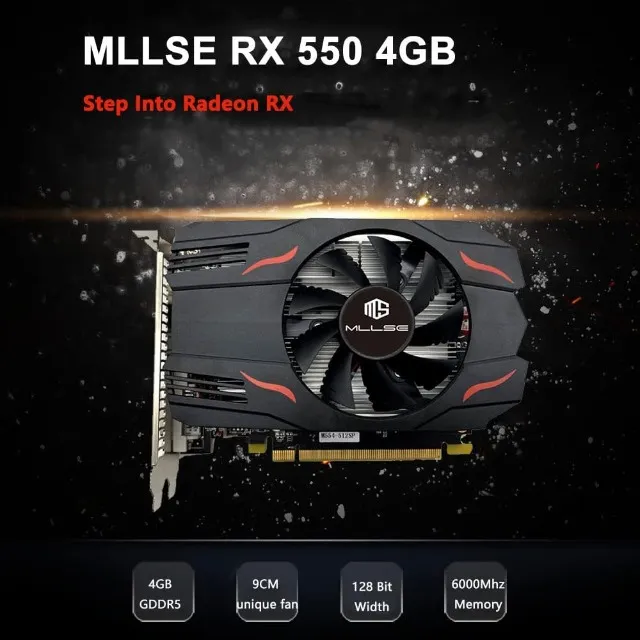 AMD RX 550 Placa De Video Radeon 4gb Ddr5 Gamer HDMI VGA DVI PCI Express 2.0 Promoção