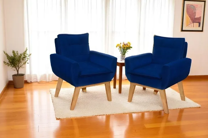 Queima de estoque o par de poltronas veludo azul (enquanto durar no estoque)