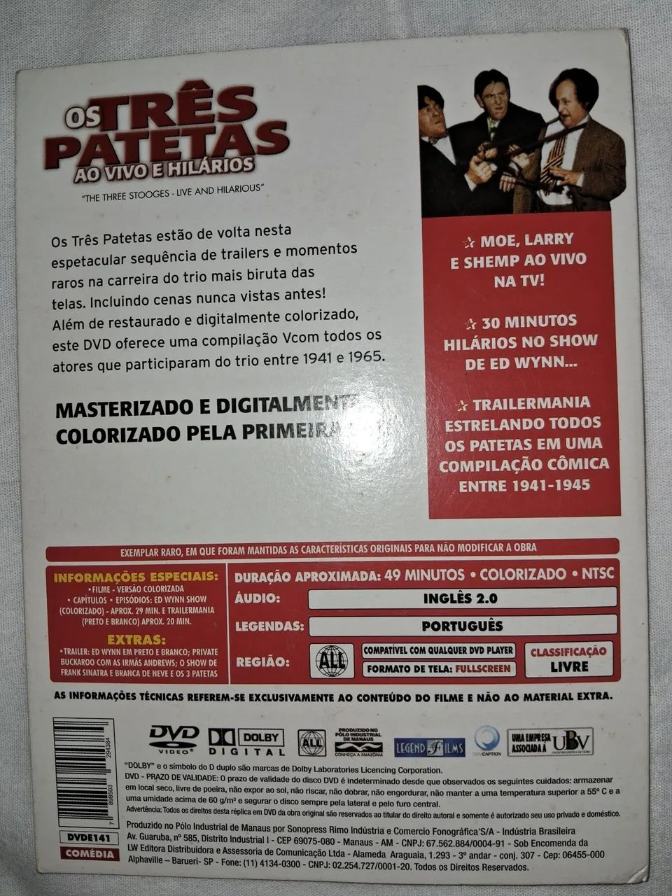 DVD- Os Três Patetas:Ao Vivo e Hilários - DVD, Blu-Ray e Vídeo