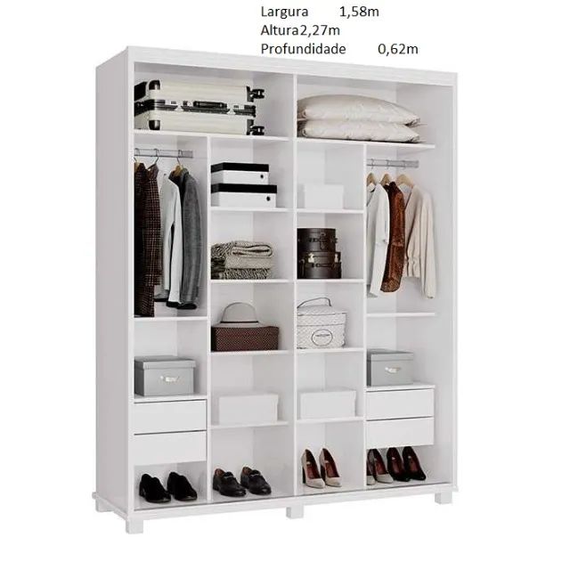 Guarda Roupa 2 Portas 4 Gavetas Espelho Novo Varios Modelos - Foto 2
