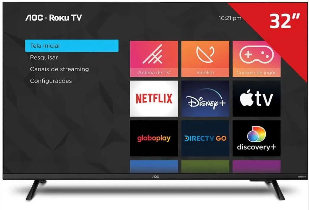 Smart TV AOC Roku TV 32" HD SÉRIE 5135 Preto - Foto 2