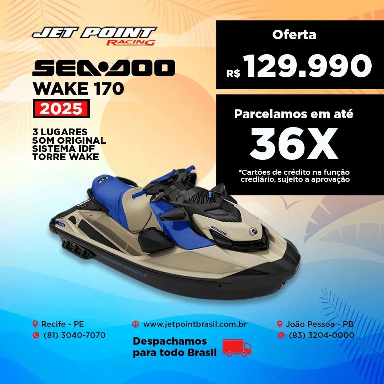JET SKI SEA DOO WAKE 170 2025, Com Som, iDF, TROCO/PARCELO 36x