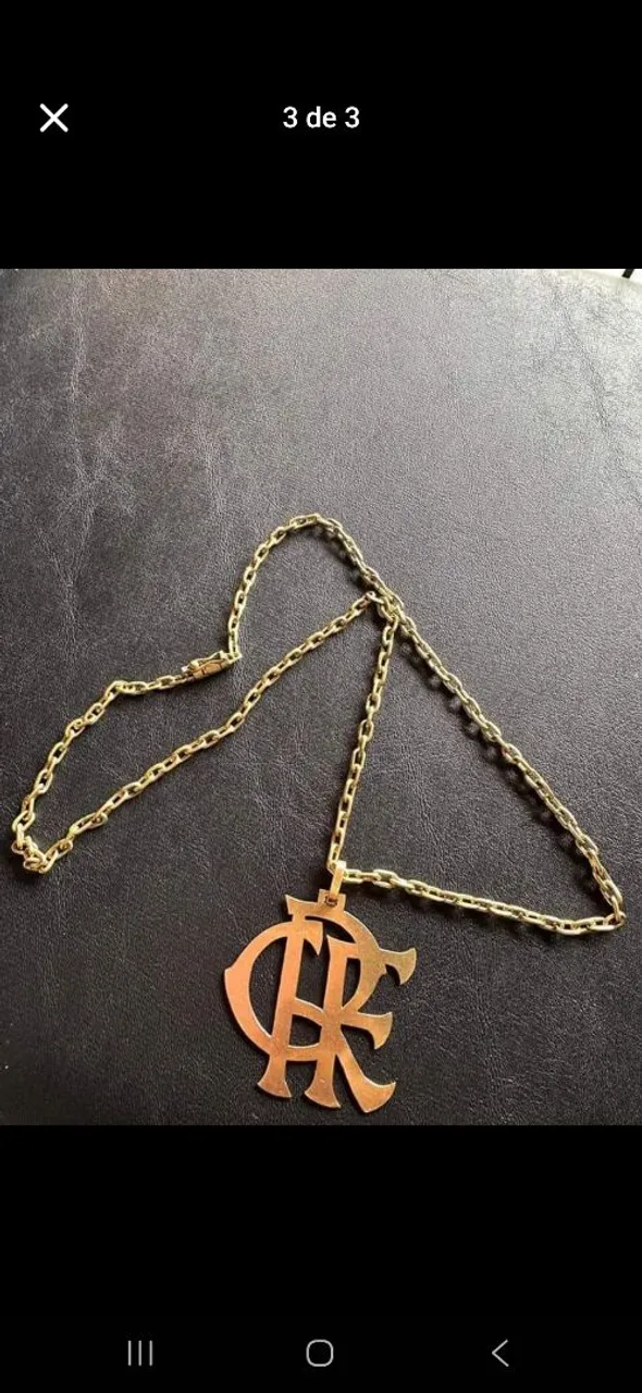 Cordão de corrente com pingente do Flamengo