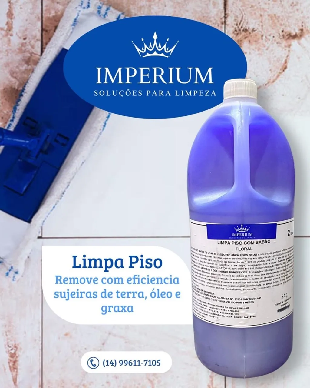 Limpa Piso Imperium Floral - Remove sujeiras de terra, óleo e graxa