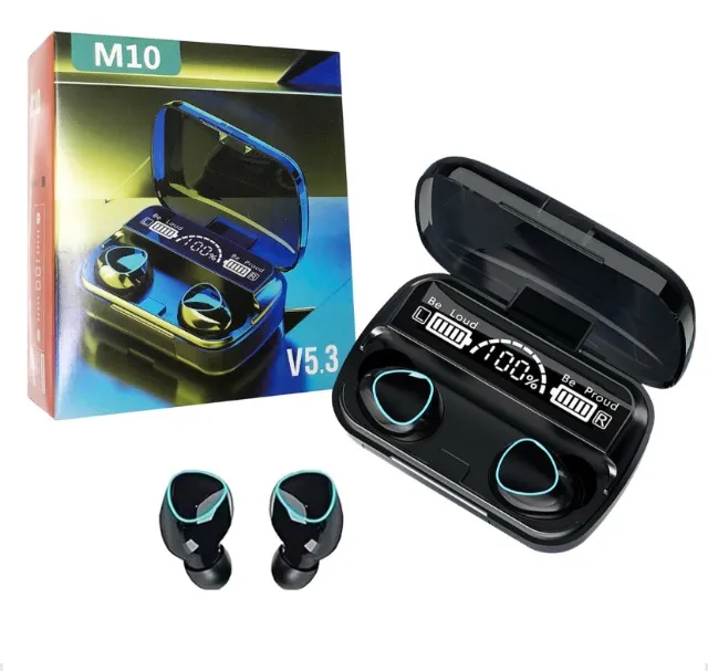 Fone De Ouvido M10 Bluetooth 5.3 - Power Bank Cor Preto