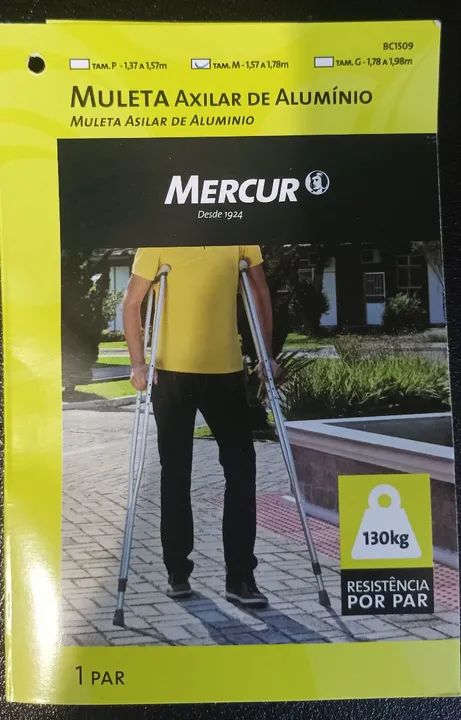 Muleta Axilar de Alumínio MERCUR - 1 Par