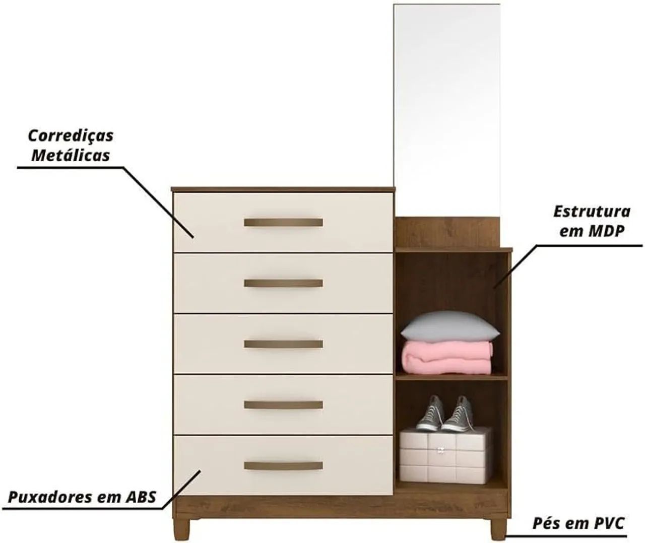 Cômoda com Espelho e Detalhes Modernos - Foto 3
