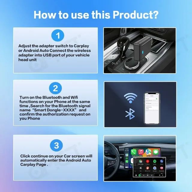 Adaptador Sem Fio Apple Car Play / Android Auto Wireless - Foto 3