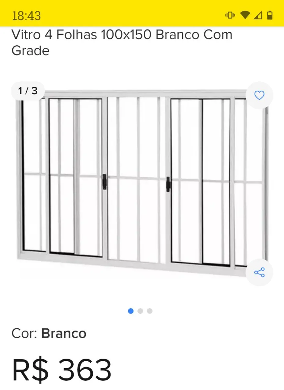 Janela Vitro 4 Folhas 100x150 Branco com Grade
