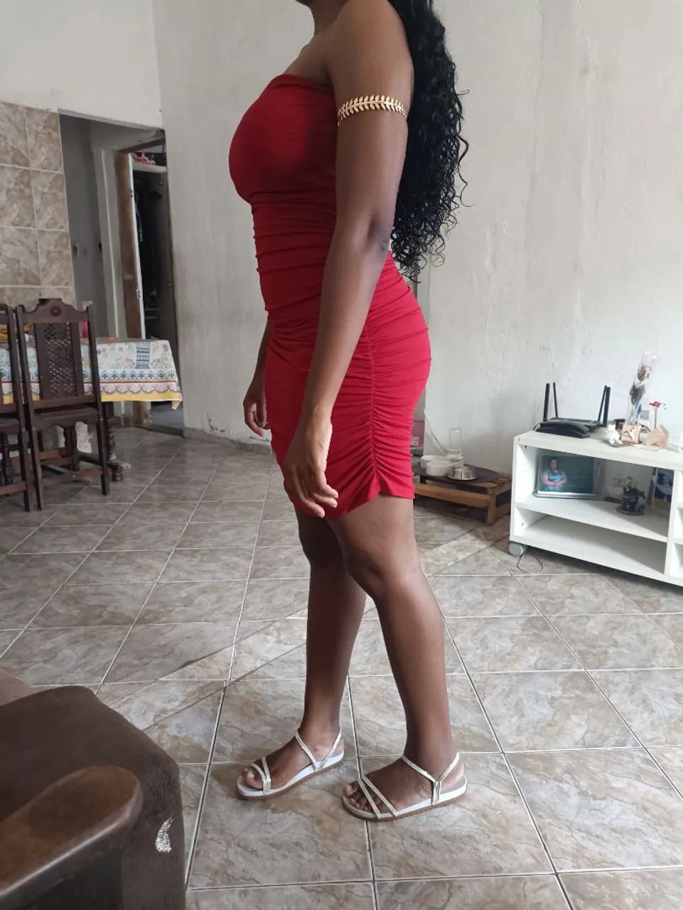 Vestido vermelho tomara que caia