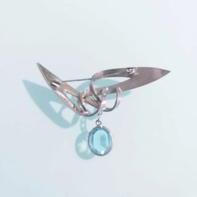 BROCHE EM PRATA, COM PINGENTE DE TOPÁZIO SWISS BLUE. - Foto 3