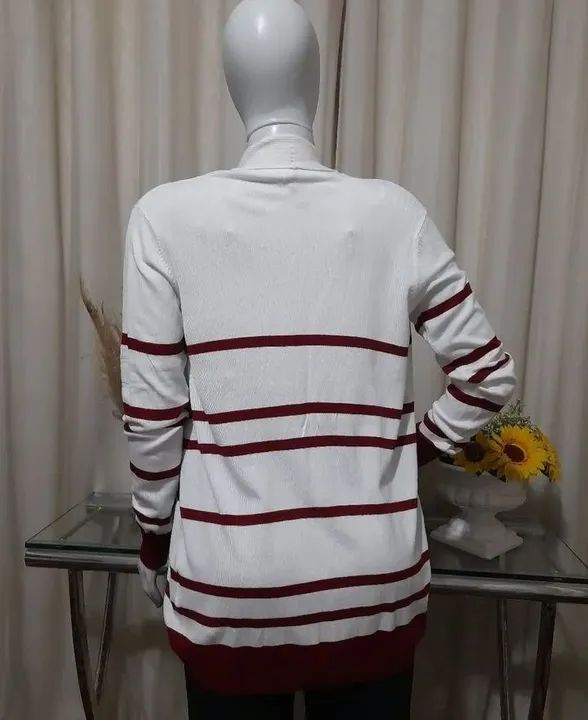 Cardigan de tricot feminino com listras da MARFINNO. <br>?Tam G<br>?60,00<br> - Foto 2