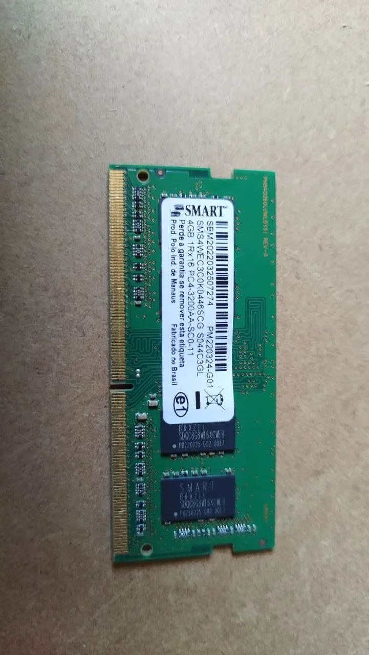 Memória RAM 4 GB DDR3 SODIMM para Notebook
