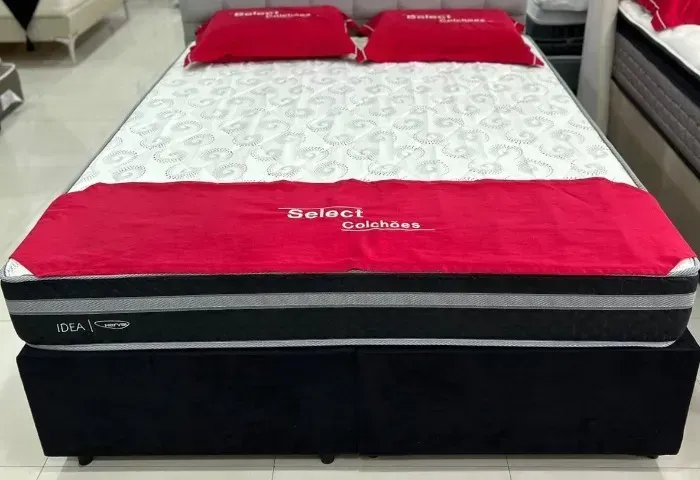Colchão Herval Molas Ensacadas C1728 + Base box Queen 158x198x63 - Select Colchões