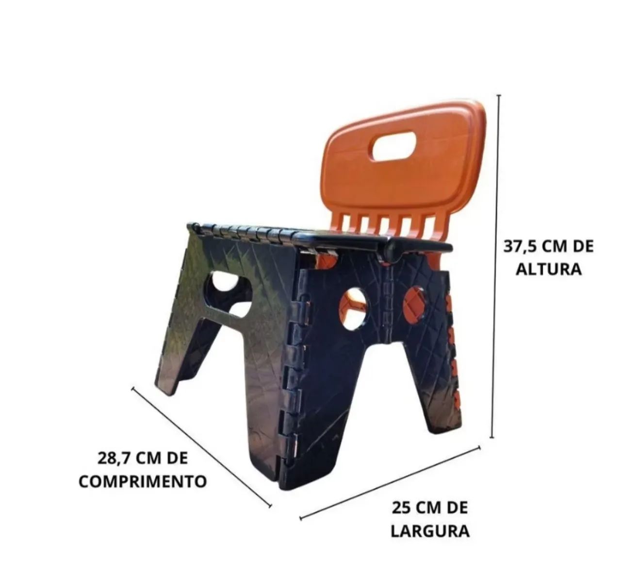 Cadeira Dobrável Plástica - Preta e Laranja