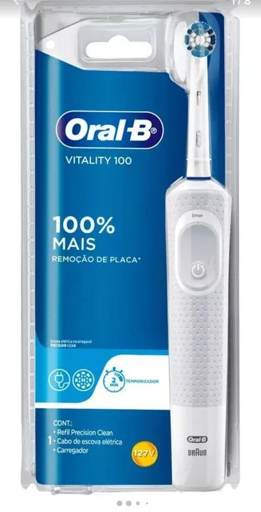 Escova Dental Elétrica Oral-B - 100% Mais Remoção de Placa - Foto 3