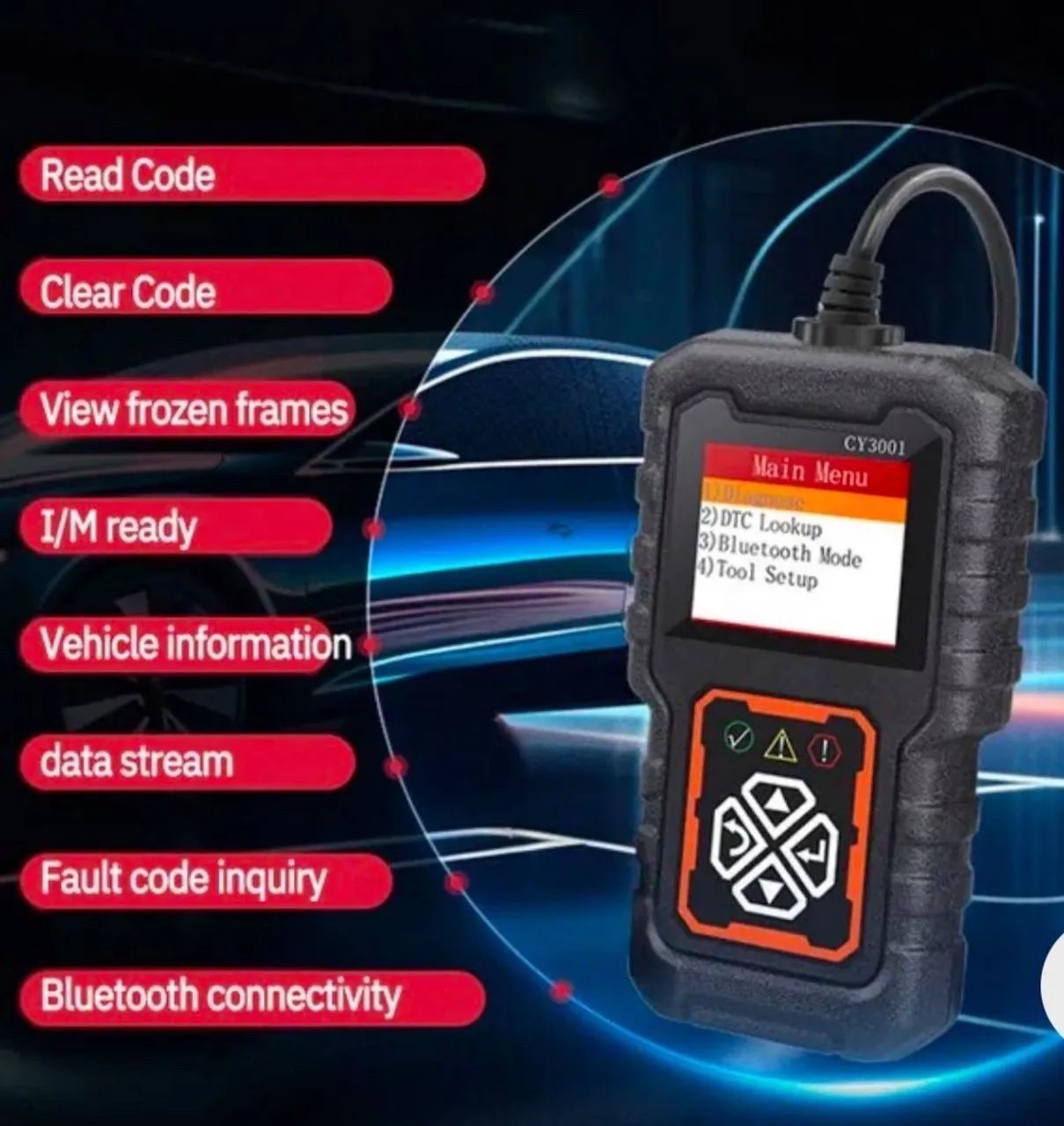 Scanner automotivo CY3001 injeção eletrônica carros OBDII apartir 1996 - Foto 3