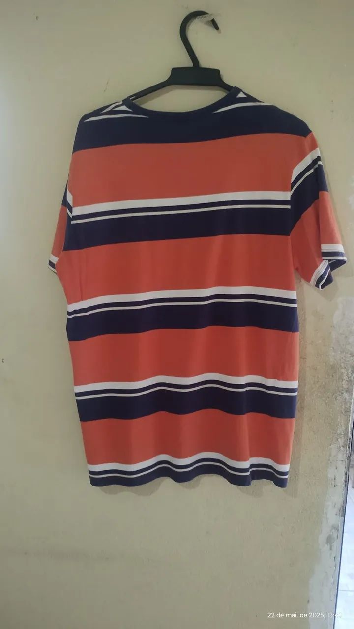 Camiseta listrada laranja e azul - polo play  - Foto 2