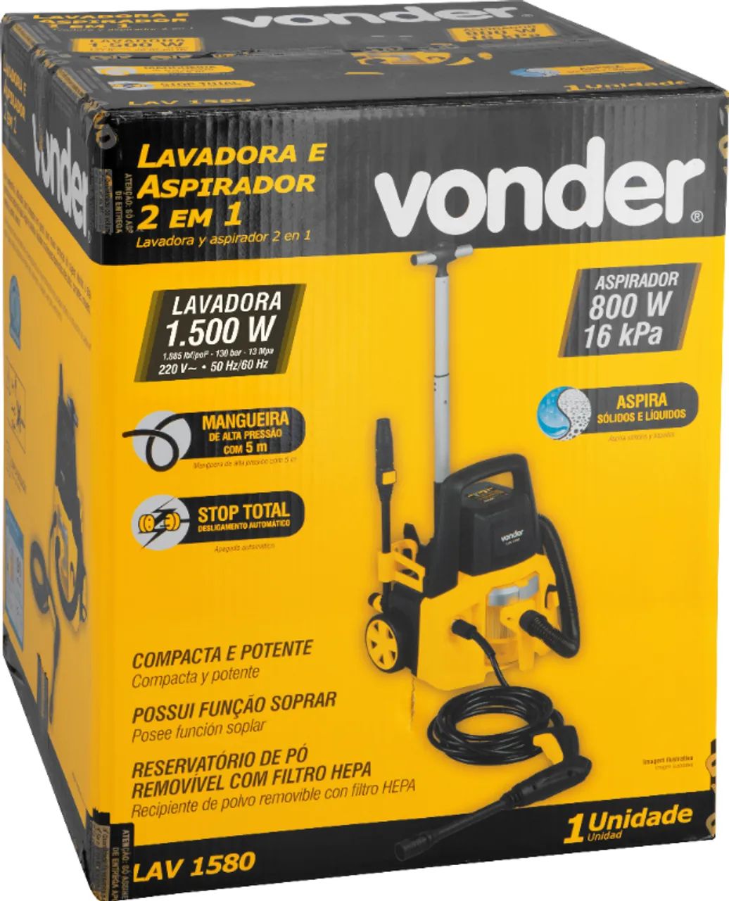 Lavadora e aspirador 2 em 1, LAV 1580, 220 V~, VONDER  - Foto 2