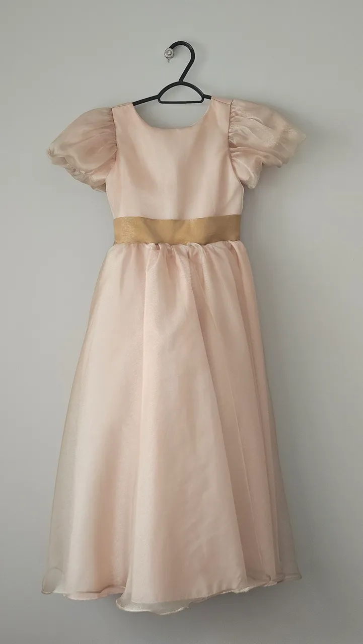 Vestido de festa infantil - Salmão