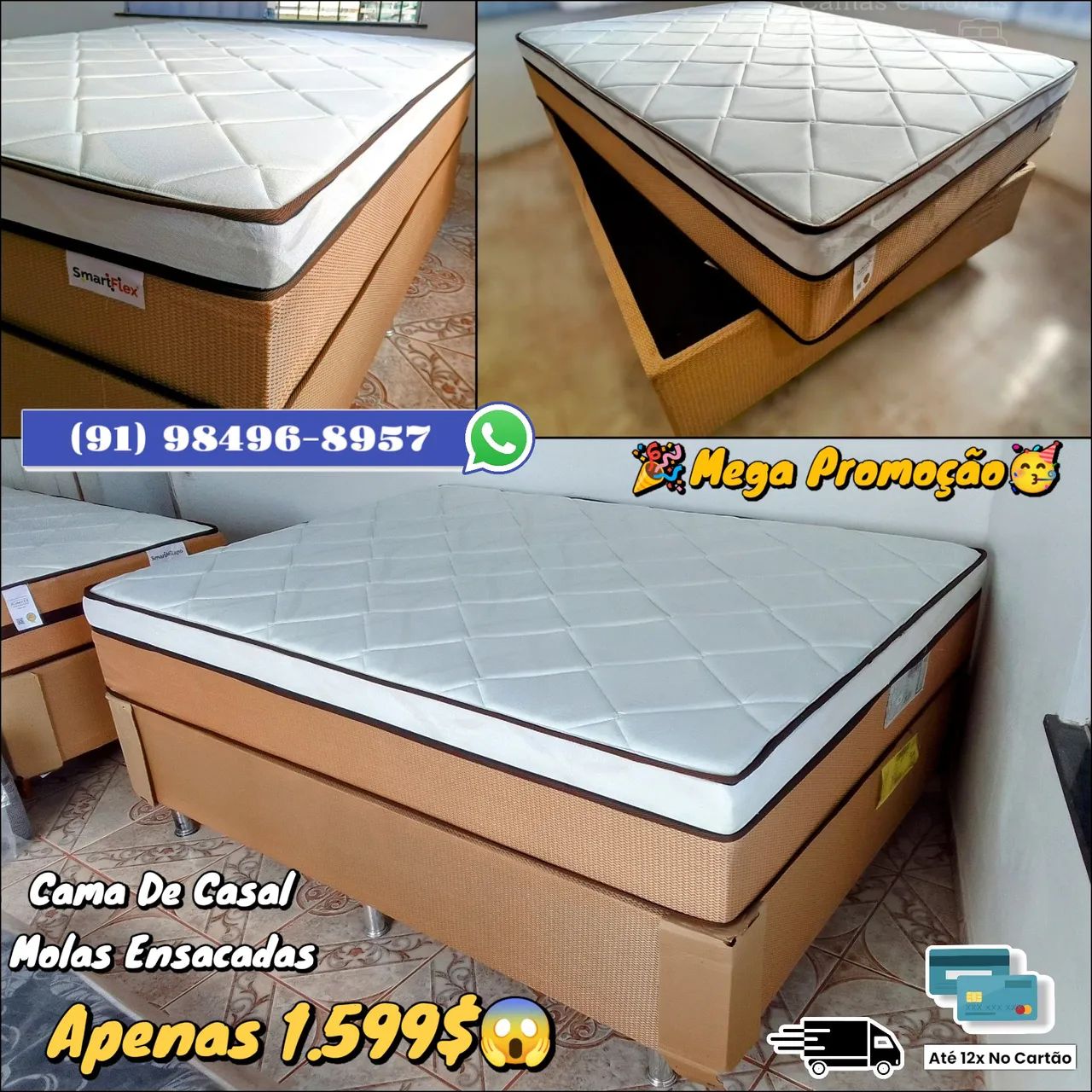 Cama Box Casal SmartFlex - Molas Ensacadas - Mega Promoção!