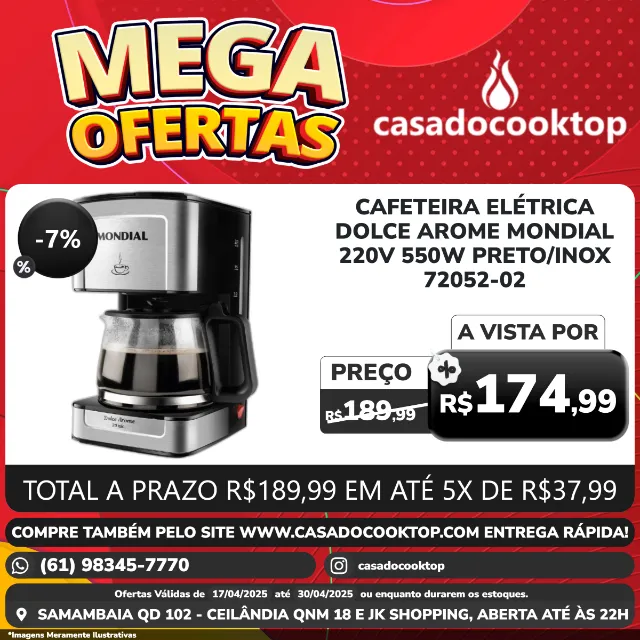 Cafeteira Elétrica Dolce Arome Mondial 220v 550w Preto/inox - C-43-20X-SI