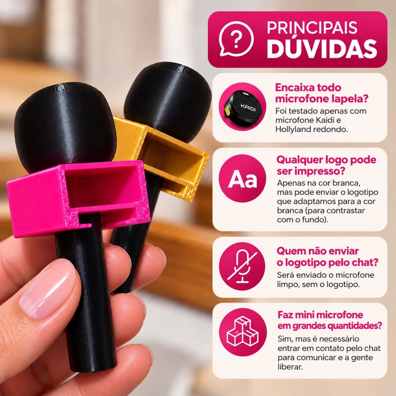 Suporte Mão Mini Microfone de Lapela para Vídeos  - Foto 5