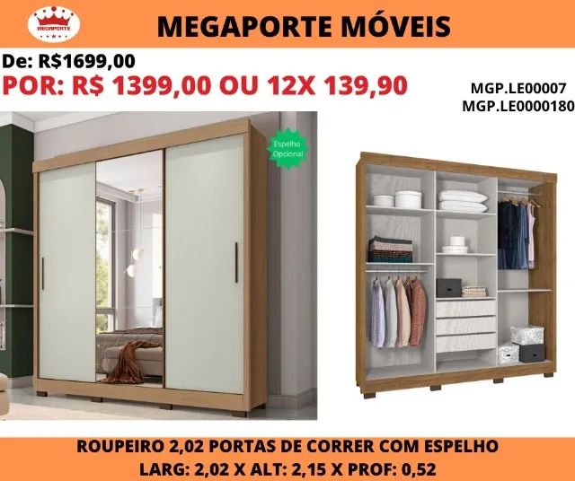 GUARDA ROUPA PORTAS DE CORRER C/ESPELHO - Foto 2
