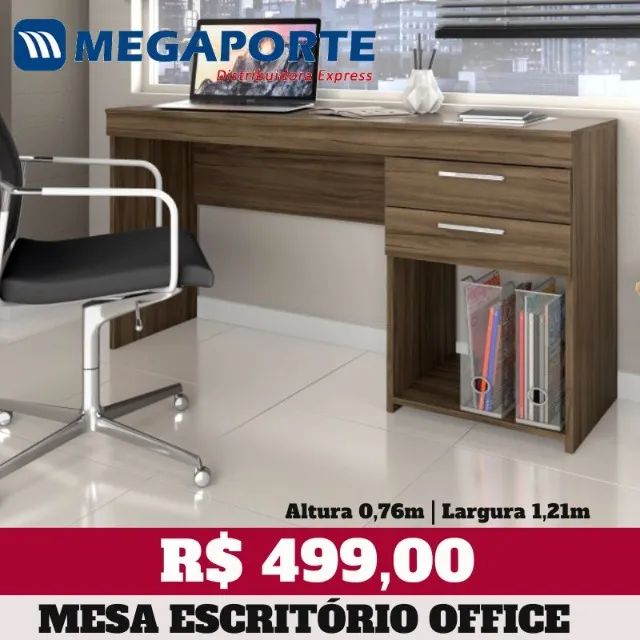 Mesa Escritório Escrivaninha Office 2 Gavetas (NOVO) Entrega Grátis! - Foto 3
