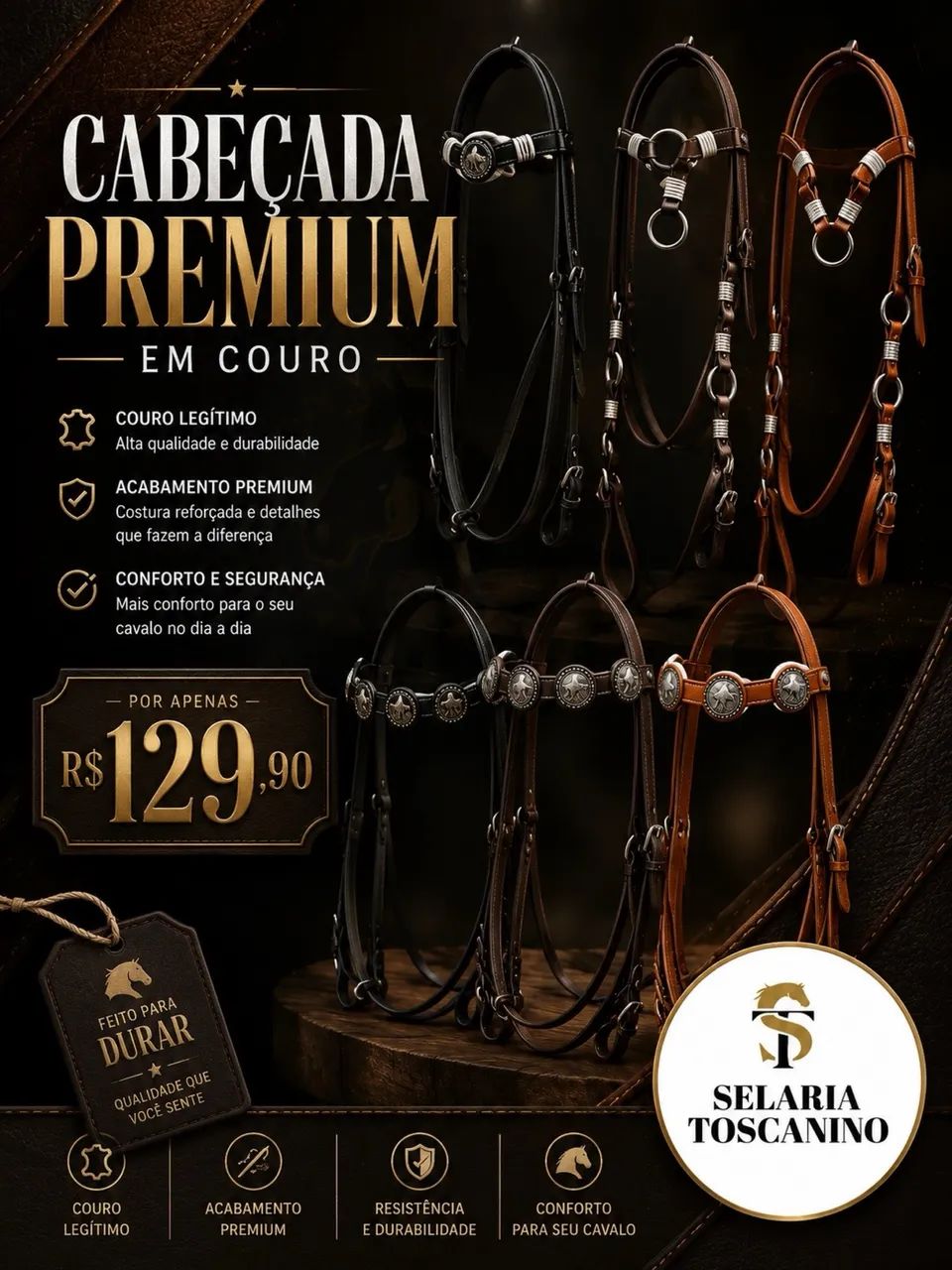 Cabeçada em couro - premium - Foto 6