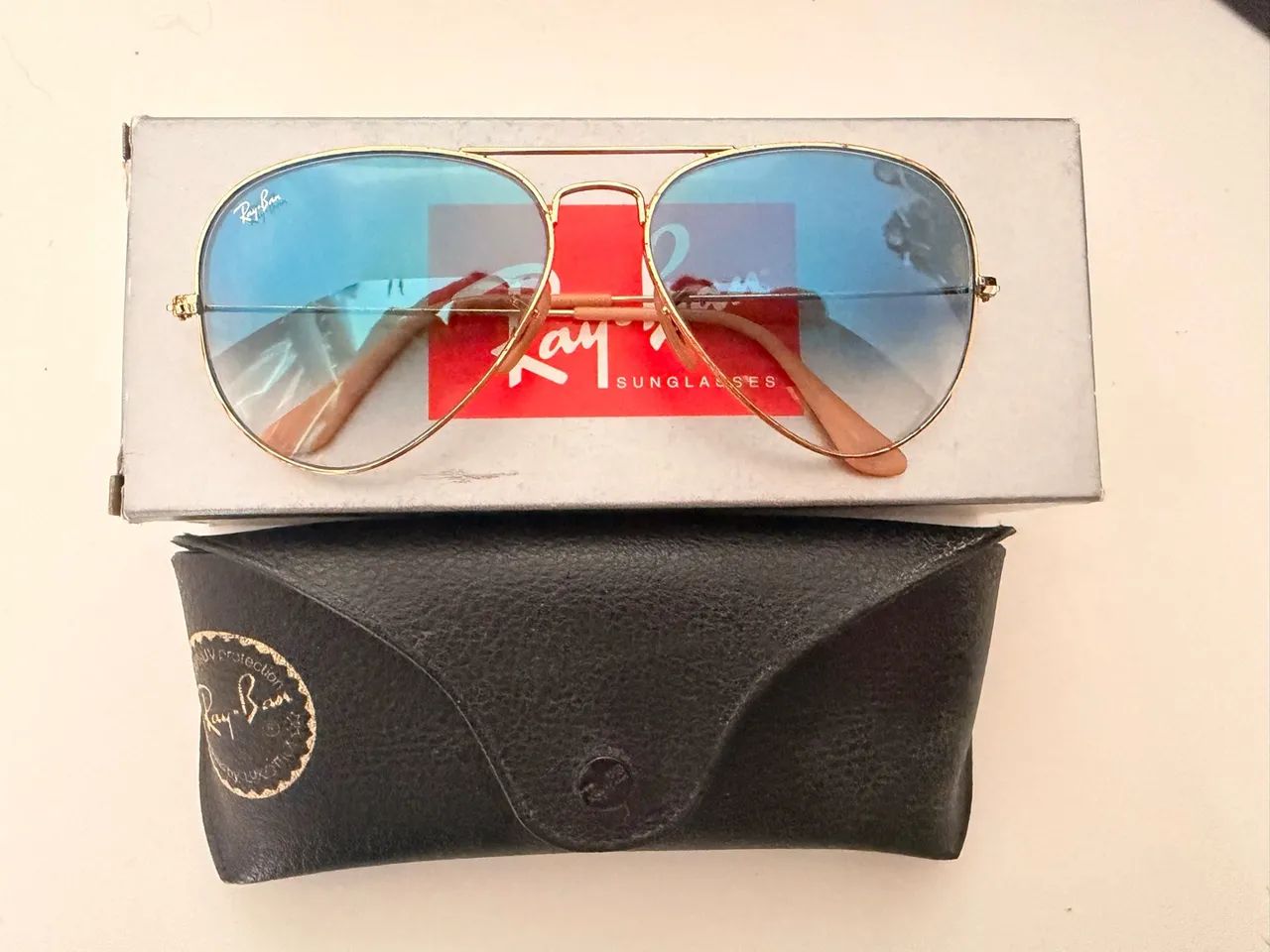 Óculos Rayban original aviador dourado