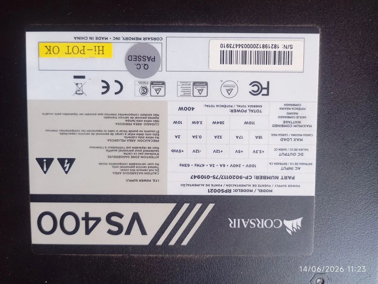 Fonte Corsair VS 400 GAMER - Foto 4
