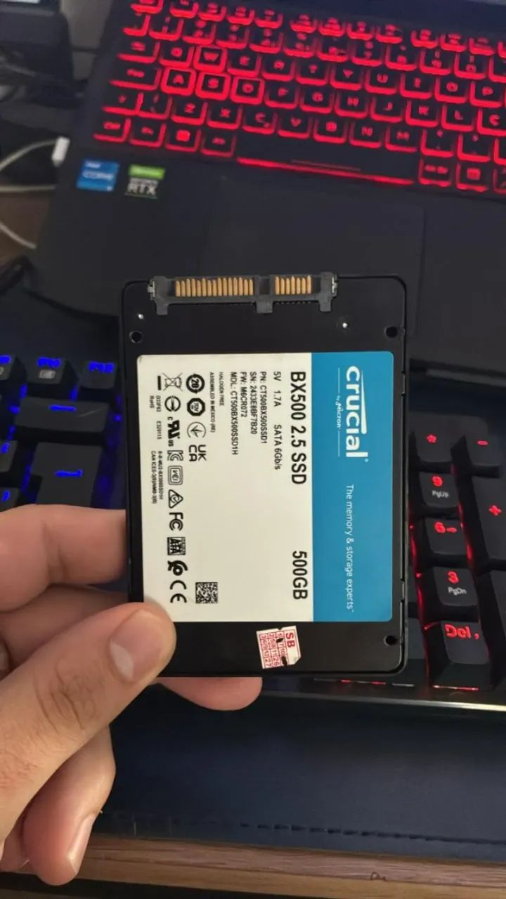 SSD Crucial BX500 500GB SATA 3 2.5? CT500BX500SSD1 - ótimo Estado
