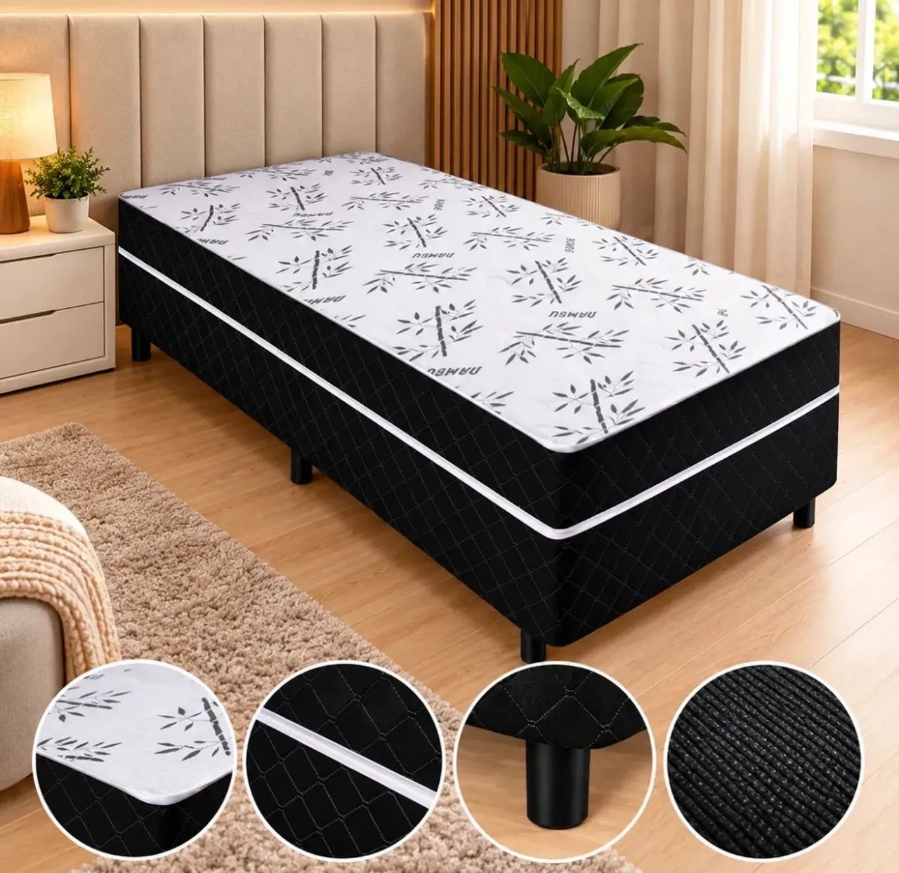 CAMA BOX SOLTEIRO COM MOLAS ENSACADAS (VALOR NEGOCIÁVEL!!!)