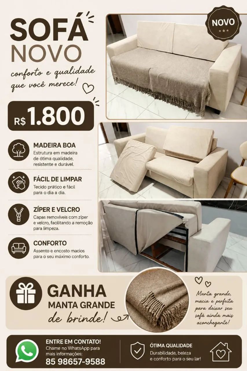 Sofá semi-novo moderno 