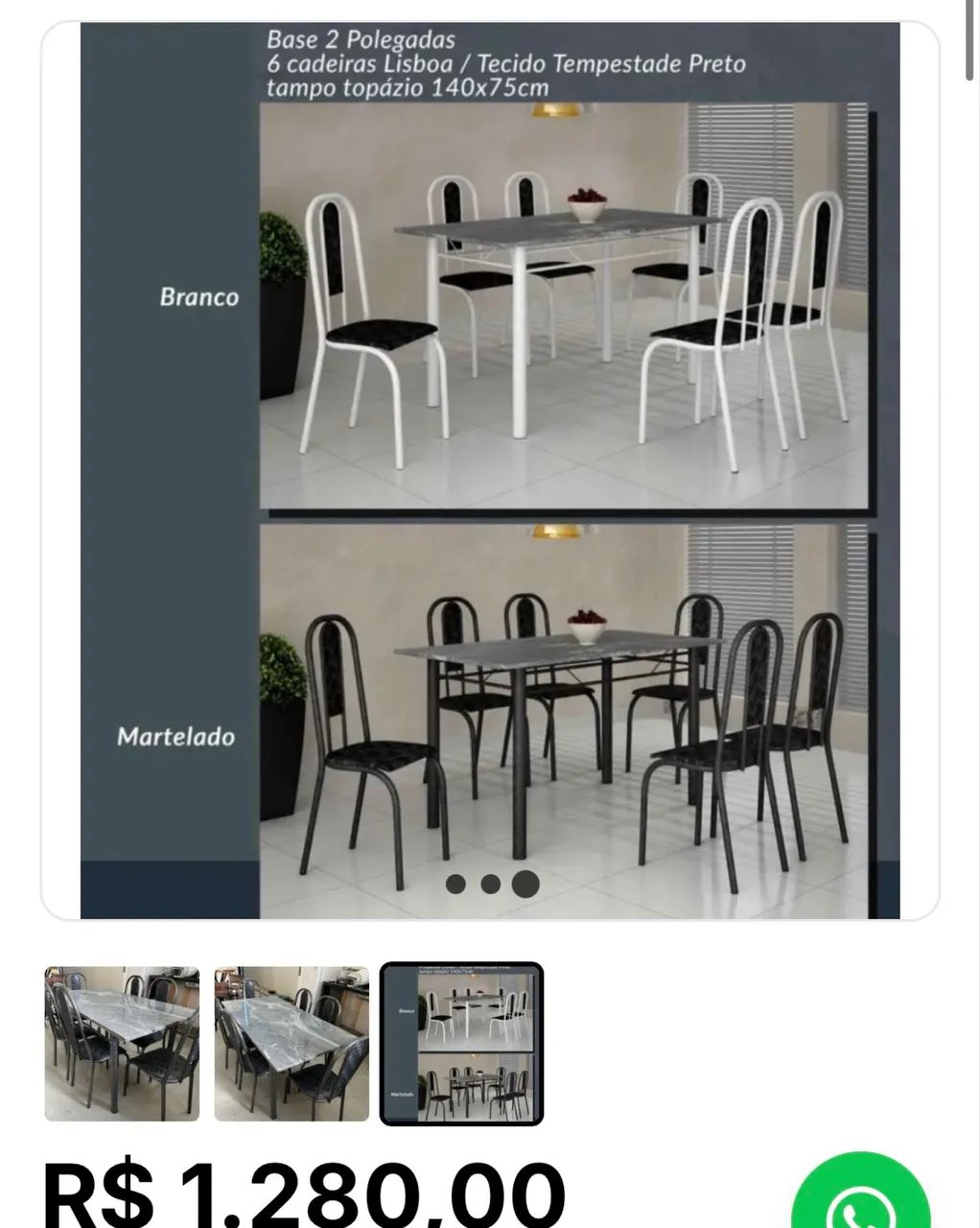 Mesa de mármore com 6 cadeiras novas $1179,99 entrega grátis  - Foto 3