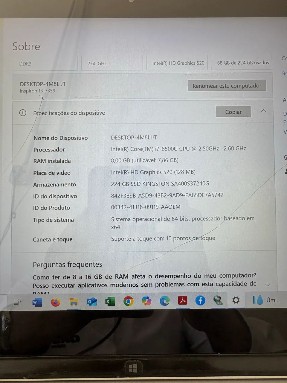 Notebook Dell corei7 224GB ram 8gb leia anúncio  - Foto 6