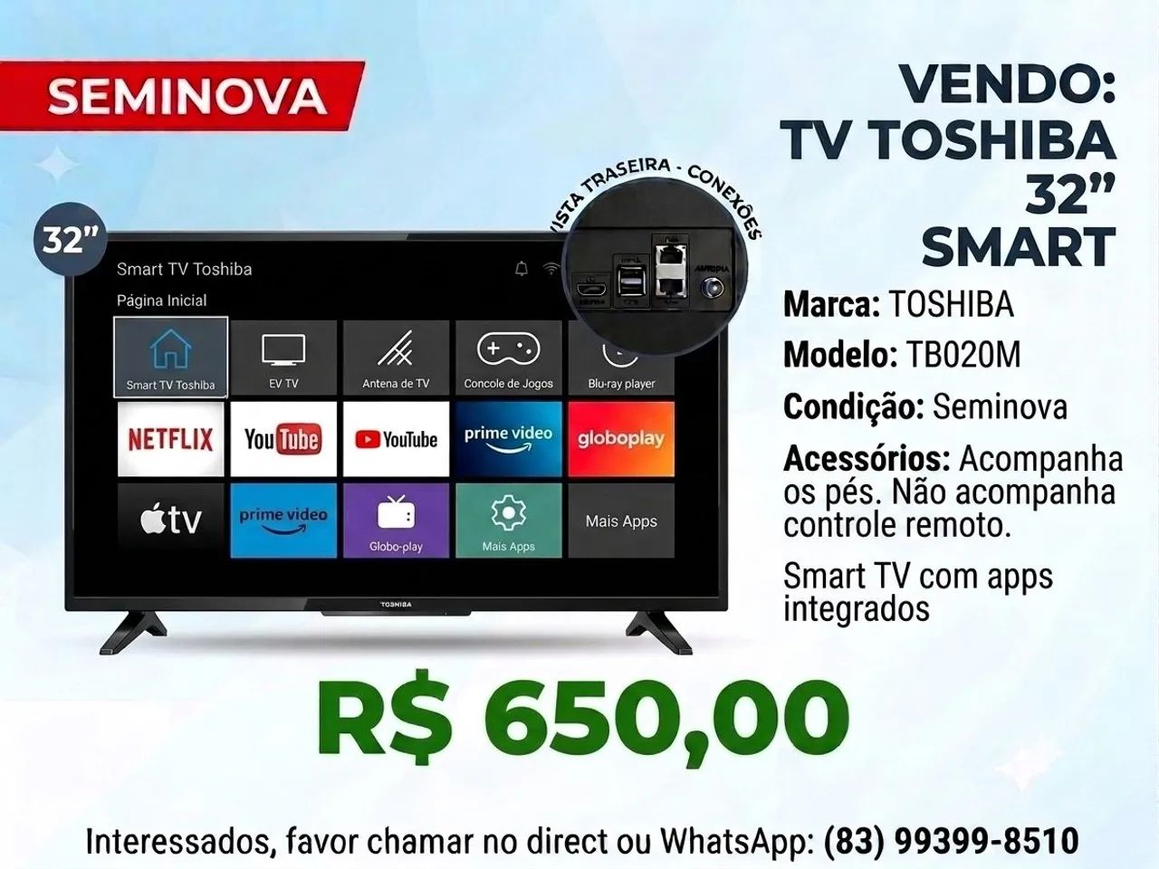TV 32" Toshiba Smart