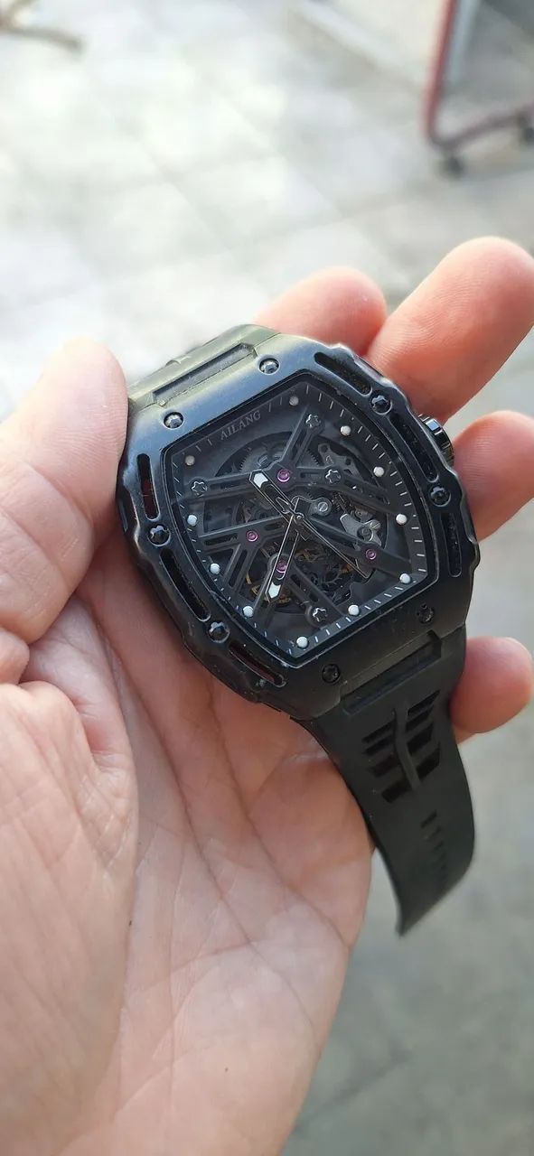 RELÓGIO AILANG AUTOMÁTICO SKELETON MASCULINO - PRETO - Foto 2